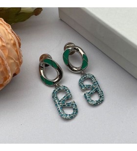 Valentino VLogo Handtekening Hanger Oorbellen In Metalen Met Kristallen, Zilver/Groen