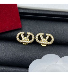 Valentino VLogo Handtekening Oorbellen In Metaal Met Swarovski-Kristallen, Goud