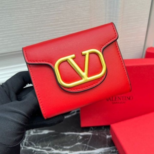 Valentino Pieni Kaikkienaikojen Trifold Lompakko Vasikka Nahkaa Punainen