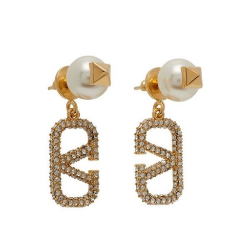 Valentino Pieni Rockstud Riipus Korvakorut Metalli Helmiä ja Crystal VLogo Kultaa