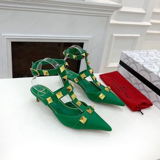 Valentino Roman Yo Pumput Hihnat Naisten Calfskin Vihreä