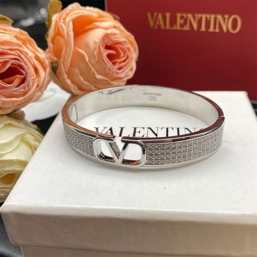 Valentino VLogo Allekirjoitus Rannerengas Metalli Kanssa Swarovski Kiteet Hopea