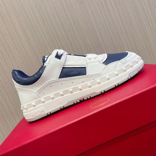 Valentino Freedots Matala-Top Sneaker Unisex Calfskin Valkoinen/Sininen