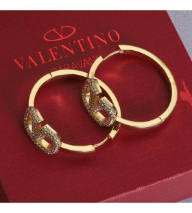 Valentino Vlogo Allekirjoituksen Pin Korvakorut Metalli Kiteitä Kulta