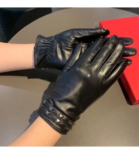Valentinon Rockstud Käsineet, Joissa On Kaksi-Hihnat Naisten Musta Lampaan