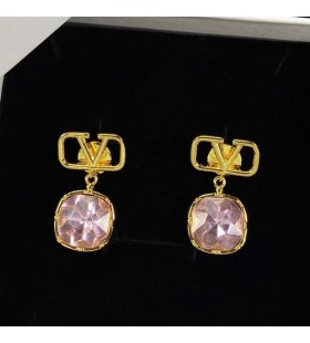 Valentino VLogo Allekirjoitus Riipus Korvakorut Metallia Swarovskin Kristalli, Kulta/Violetti