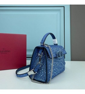 Valentino Mini Vsling Käsilaukku Kuohuviini Kiteet Vasikannahka Blue