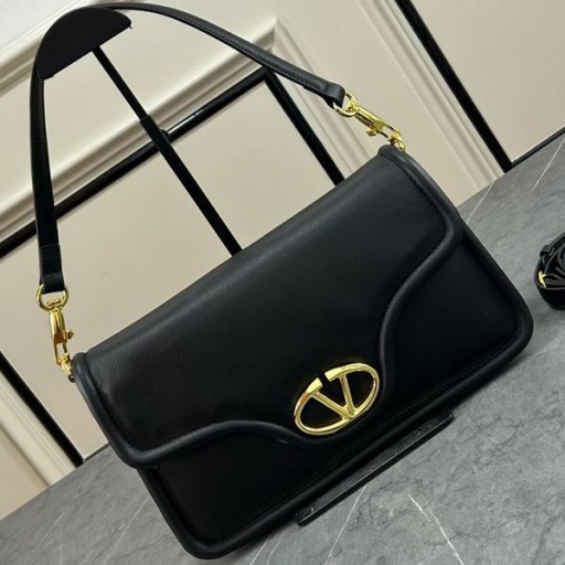 Valentino Grand VLogo 1960 Sac À Bandoulière En Cuir De Veau Grainé Noir