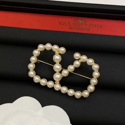 Valentino VLogo Signature Brooch In Resin Beads With Metal Gold