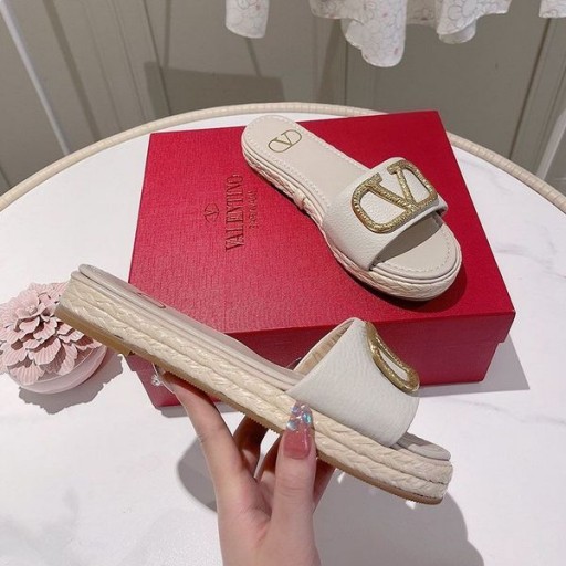 Valentino VLogo Signature Plate-Forme De Diapositives Femmes Cuir De Veau Grainé Gris