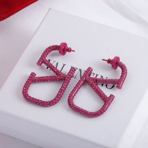 Valentino Petit VLogo Signature Boucles D'Oreilles En Métal Avec Cristaux Violet
