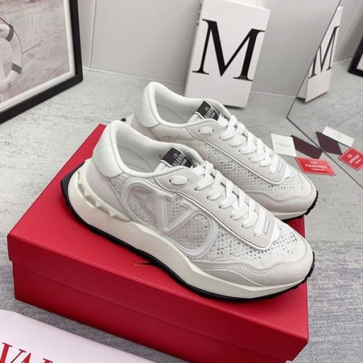 Valentino Lacerunner Baskets Avec VLogo Unisexe de la Dentelle et Maille Blanc