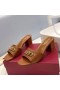 Valentino VLogo Chain Thick-Heeled Slides Women Calfskin Brown