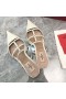 Valentino Rockstud Wispy Mules Women Calfskin White