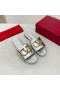 Valentino VLogo Signature Diapositives Femmes De Cuir De Veau Argenté