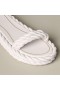 Valentino La Corde Sandales Plates Femmes Armure De Cuir De Veau Blanc