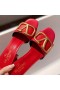 Valentino VLogo Signature D'Épaisseur À Talons Diapositives Femmes De Grain De Cuir De Veau Rouge
