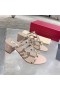 Valentino Rockstud D'Épaisseur À Talons Diapositives Femmes En Cuir Verni Kaki