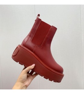 Valentino Uniqueform Chelsea 85MM Bottes Femmes cuir de Veau Bourgogne
