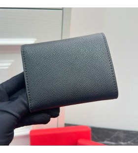 Valentino Petit VLogo Signature De Ces Porte-Monnaie En Cuir De Veau De Grain Noir
