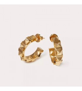 Valentino Mini Rockstud Hoop Boucles D'Oreilles En Métal Or