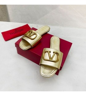 Valentino VLogo Signature Diapositives Femmes Veau D'Or
