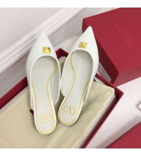 Valentino Un Goujon Mules Femme En Cuir De Veau Blanc