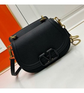 Valentino Vsling Sac À Bandoulière En Cuir De Veau De Grain Noir