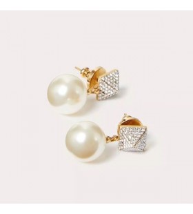 Valentino Mini Rockstud Boucles d'oreilles En Métal et Cristaux Swarovski et de Perles d'Or