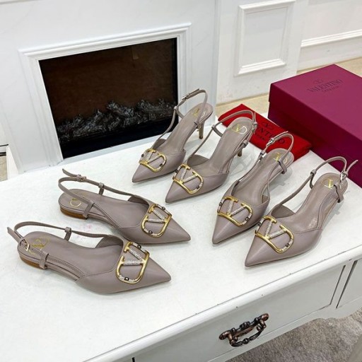 Valentino, VLogo Signatur Slingback Pumps Mit Kristallen Frauen Kalbsleder Taupe
