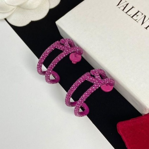 Valentino, VLogo Signatur-Ohrringe Aus Metall Mit Kristallen Lila