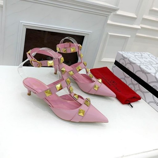 Valentino Römischen Stud Pumps Mit Riemen Frauen Kalbsleder Rosa