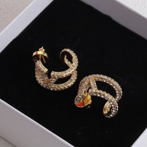 Valentino, VLogo Signatur-Ohrringe Aus Metall Mit Kristallen Gold