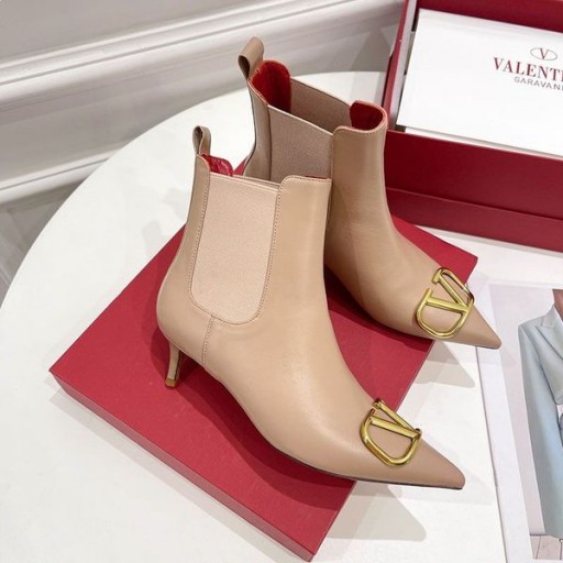 Valentino, VLogo Sigture Chelsea Stiefel Frauen Kalbsleder In Apricot