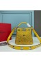 Valentino Mini-Roman Stud Handtasche Mit Funkelnden Kristallen In Nappa-Leder Gelb