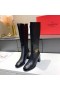 Valentino, Vlogo Signatur Knie Stiefel 65MM Frauen Kalbsleder Schwarz