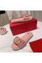 Valentino VLogo Signature Platform Slides Women Grained Calfskin Cherry