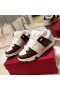 Valentino Öffnen Skate-Sneaker Mit VLogo Unisex-Kalbsleder und Stoff Kaffee/Weiß