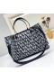 Valentino Mittelgroße VLogo Signatur Shopping-Bag Mit Nieten In Toile Iconographe Stoff-Navy Blue