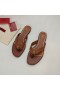 Valentino Einem Bolzen Flip-Flop-Folien Frauen Kalbsleder Braun