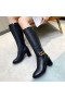 Valentino, Vlogo Signatur Knie Stiefel 65MM Frauen Kalbsleder Schwarz