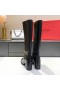 Valentino, Vlogo Signatur Knie Stiefel 65MM Frauen Kalbsleder Schwarz