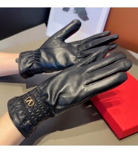 Valentino Handschuhe Frauen Schaffell Mit Schnürung und Crystal VLogo-Schwarz