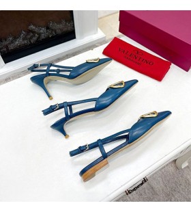 Valentino, VLogo Signatur Slingback Pumps Mit Kristallen Frauen Kalbsleder Blau