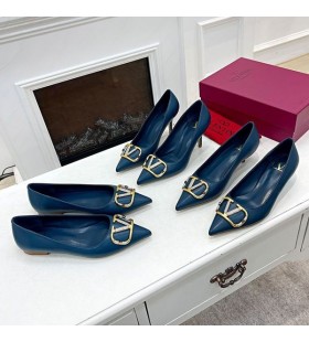 Valentino, VLogo Signatur Pumpen Mit Kristallen Frauen Kalbsleder Blau