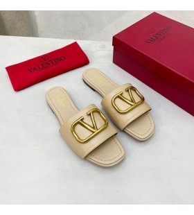 Valentino, VLogo Signatur Folien Frauen Kalbsleder In Apricot