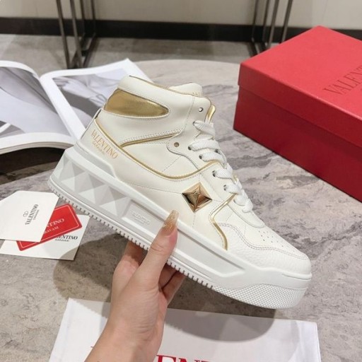Valentino Ένα Επιβήτορα XL Mid-Τοπ Πάνινα παπούτσια για άνδρες και για Γυναίκες Nappa Leather Λευκό/Χρυσό