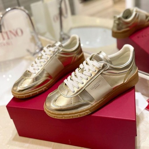 Valentino Upvillage Χαμηλός-Τοπ Πάνινα Παπούτσια Για Άνδρες Και Για Γυναίκες Χρυσό Δέρμα Μοσχαριού