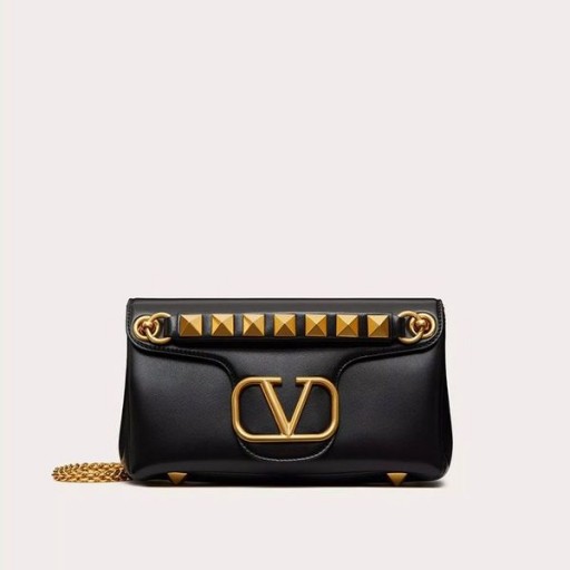 Valentino Stud Σημάδι Τσάντα Ώμου Σε Μαύρο Δέρμα Nappa
