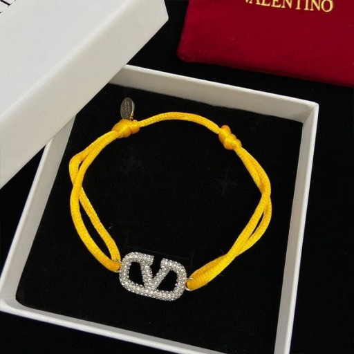 Valentino VLogo Υπογραφή Βραχιόλι Σε Βαμβάκι Και Κρύσταλλα Swarovski Κίτρινο